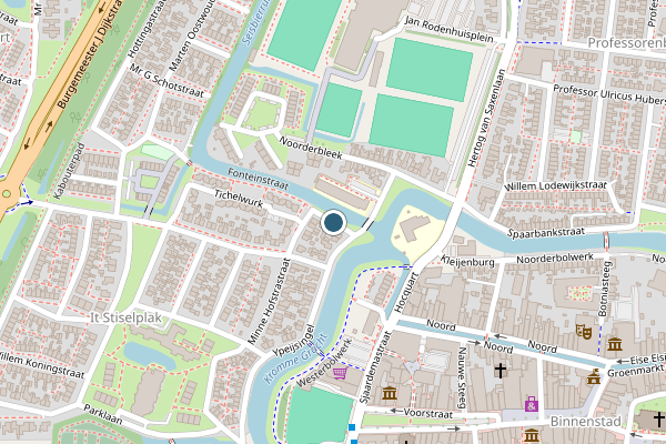 Politie-melding op Fonteinstraat, Franeker op 24 mei, kaart-overzicht