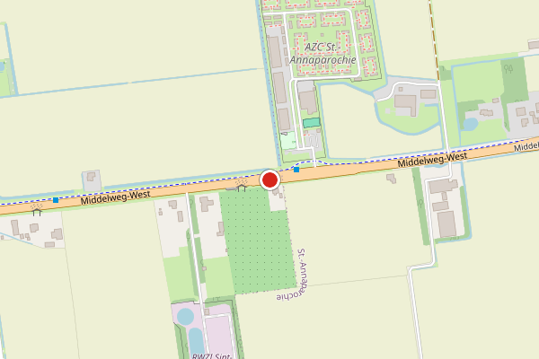 Brandweer-melding op Middelweg-West, St.-Jacobiparochie op 13 mei, kaart-overzicht