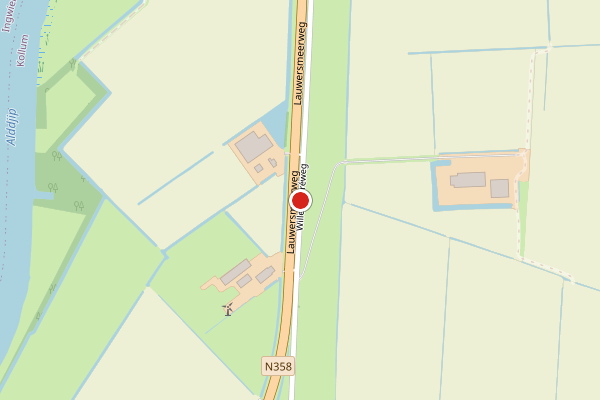 Brandweer-melding op Willem Loreweg, Kollum op 25 mei, kaart-overzicht