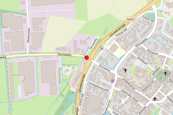 Brandweer-melding op Doniaweg, Hallum op 18 mei, kaart-overzicht