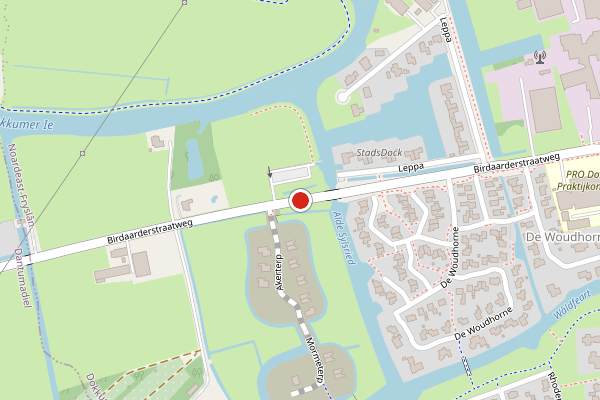 Brandweer-melding op Birdaarderstraatweg, Dokkum op 13 mei, kaart-overzicht