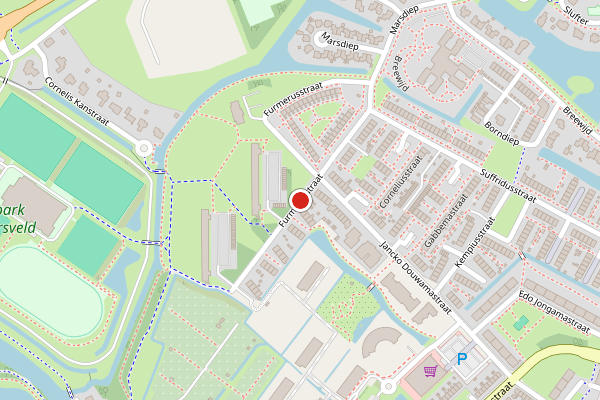 Brandweer-melding op Furmerusstraat, Sneek op 12 mei, kaart-overzicht