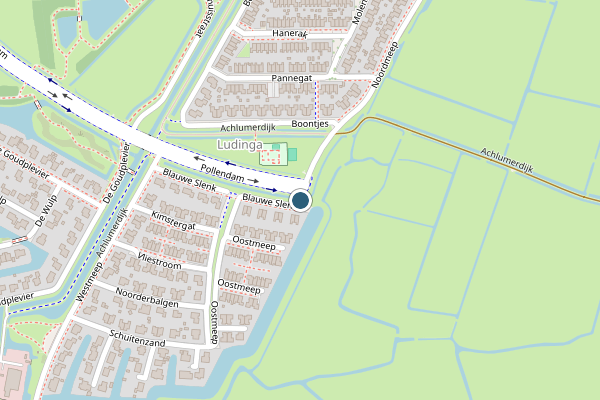 Politie-melding op Blauwe Slenk, Harlingen op 14 mei, kaart-overzicht