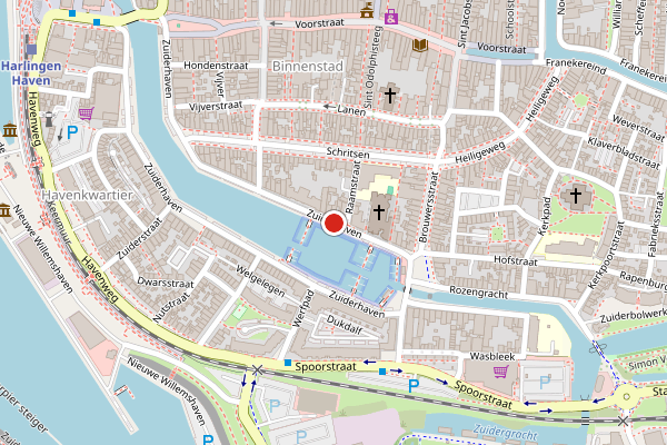 Brandweer-melding op Zuiderhaven, Harlingen op 20 april, kaart-overzicht