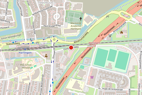 Brandweer-melding op Oosterparkweg, Harlingen op 17 april, kaart-overzicht