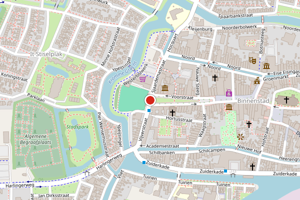 Brandweer-melding op Vijverstraat, Franeker op 1 mei, kaart-overzicht