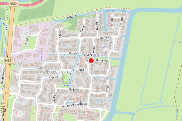 Brandweer-melding op Schoener, Franeker op 15 april, kaart-overzicht