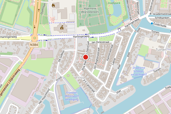 Brandweer-melding op Burgemeester J Dijkstraweg, Franeker op 14 april, kaart-overzicht