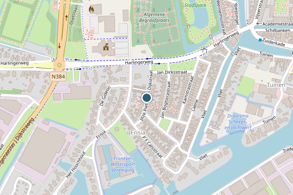 Politie-melding op Dijk, Franeker op 14 april, kaart-overzicht