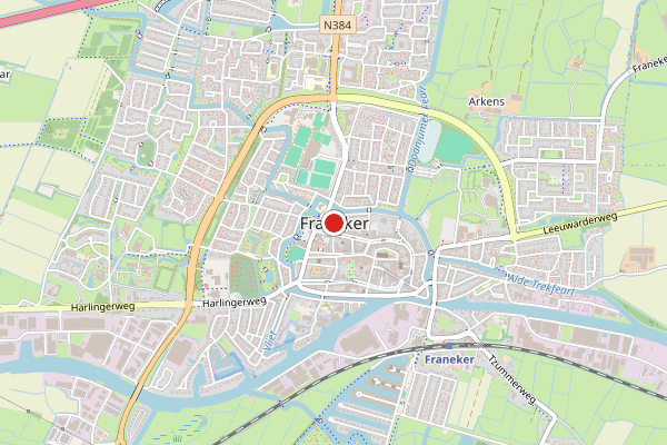Brandweer-melding op Harlingervaart, Franeker op 31 maart, kaart-overzicht