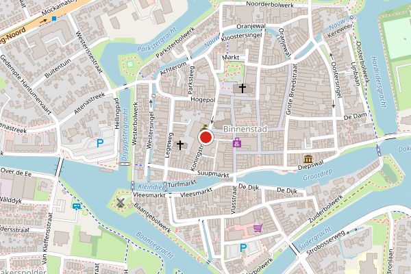Brandweer-melding op Koningstraat, Dokkum op 20 april, kaart-overzicht