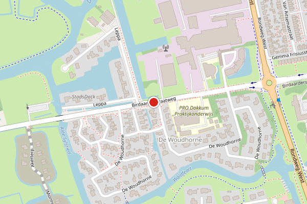 Brandweer-melding op Birdaarderstraatweg, Dokkum op 13 maart, kaart-overzicht
