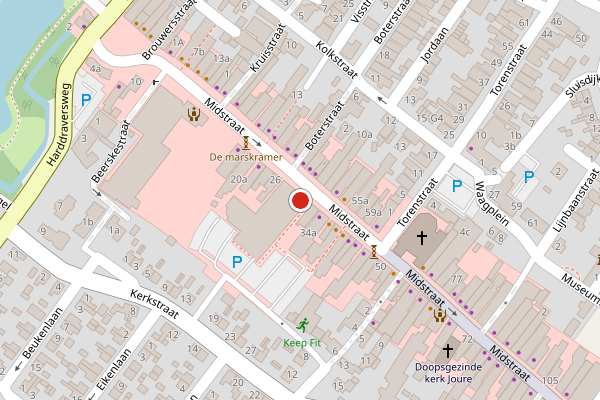Brandweer-melding op Midstraat, Joure op 13 mei, kaart-overzicht