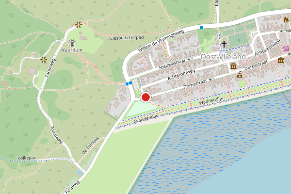 Brandweer-melding op Dorpsstraat, Vlieland op 5 februari, kaart-overzicht