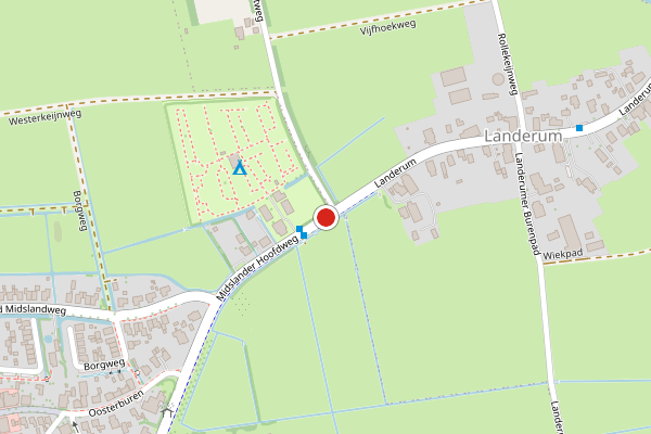 Brandweer-melding op Landerum op 22 mei, kaart-overzicht