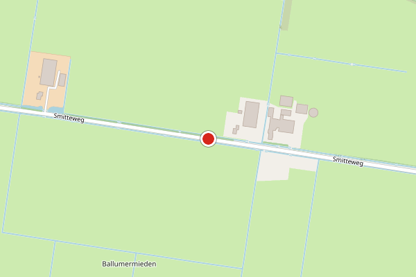 Brandweer-melding op Smitteweg, Ballum op 17 mei, kaart-overzicht