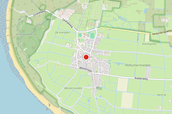 Brandweer-melding op Oosterhie, Hollum op 27 april, kaart-overzicht