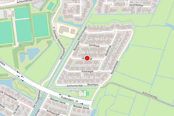Brandweer-melding op Hanerak, Harlingen op 3 juni, kaart-overzicht