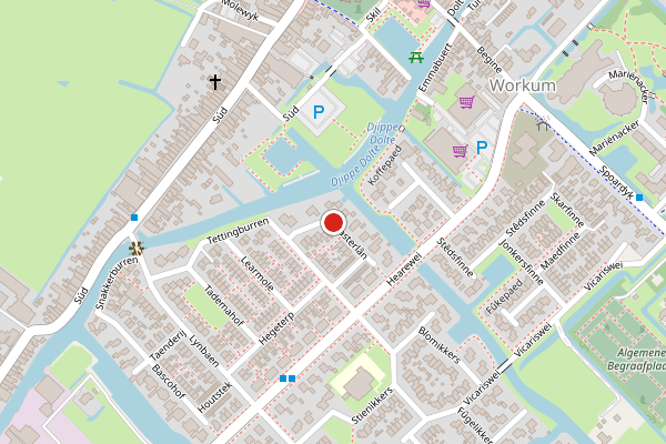 Brandweer-melding op Kleasterlan, Workum op 5 juni, kaart-overzicht