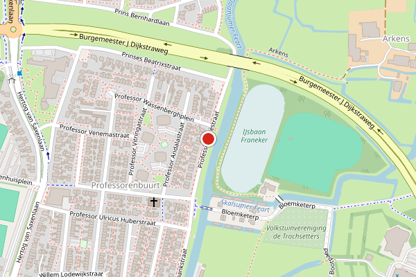 Brandweer-melding op Professor Lorestraat, Franeker op 6 juni, kaart-overzicht