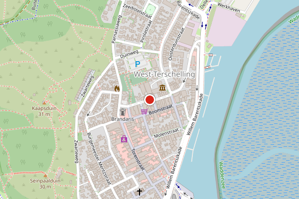 Brandweer-melding op Schoolstraat, West-Terschelling op 7 juni, kaart-overzicht