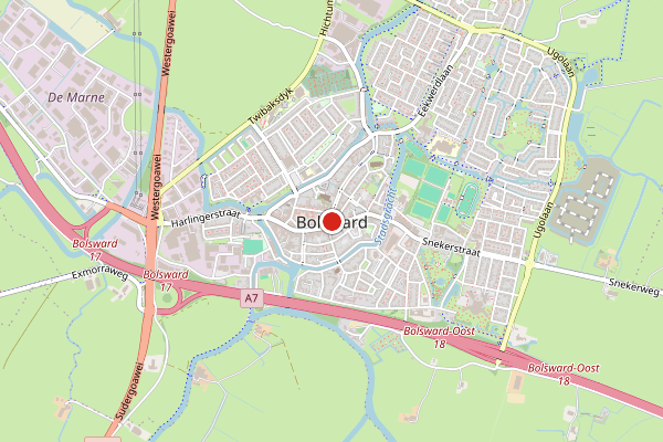 Brandweer-melding op Grote Dijlakker, Bolsward op 10 juni, kaart-overzicht