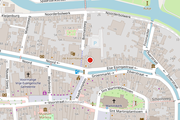 Brandweer-melding op Eise Eisingastraat, Franeker op 11 juni, kaart-overzicht