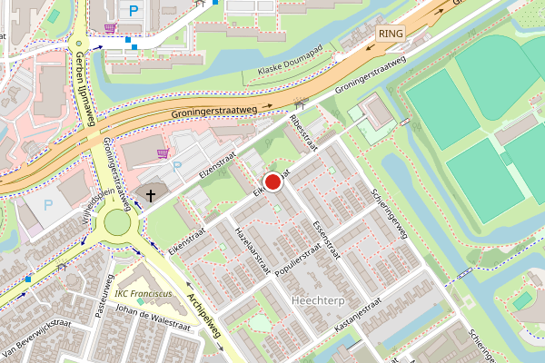 Brandweer-melding op Eikenstraat, Leeuwarden op 11 juni, kaart-overzicht