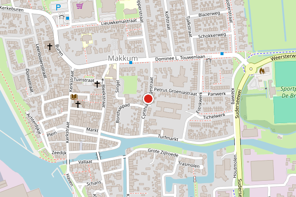 Brandweer-melding op Cynthia Lenigestraat, Makkum op 12 juni, kaart-overzicht