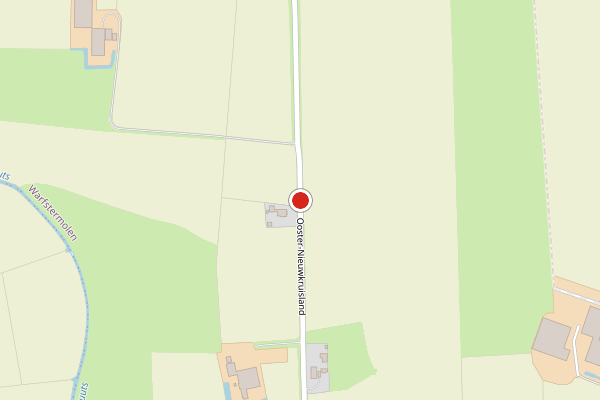 Brandweer-melding op Ooster-Nieuwkruisland, Warfstermolen op 12 juni, kaart-overzicht