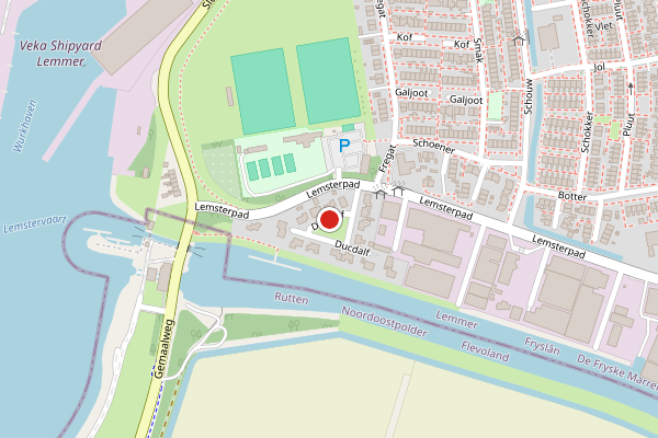 Brandweer-melding op Ducdalf, Lemmer op 13 juni, kaart-overzicht