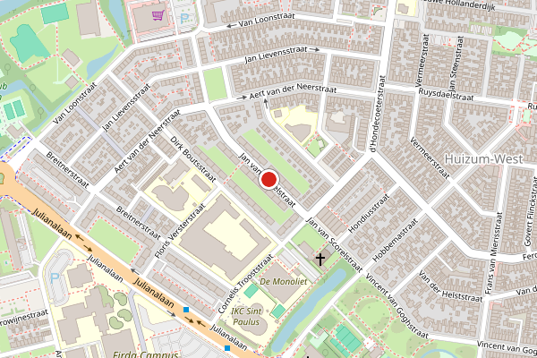 Brandweer-melding op Jan van Scorelstraat, Leeuwarden op 14 juni, kaart-overzicht
