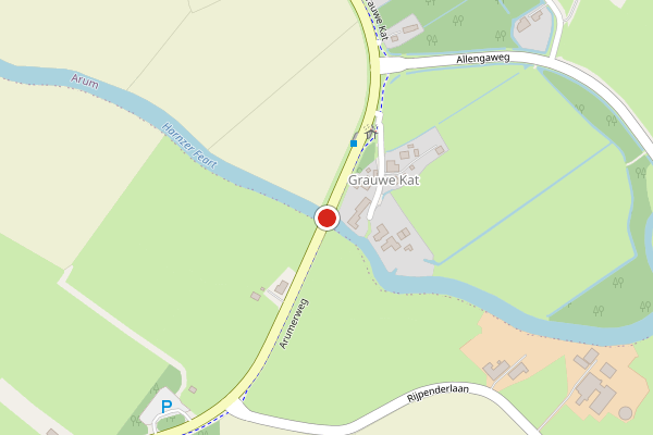 Brandweer-melding op Arumerweg, Arum op 16 juni, kaart-overzicht