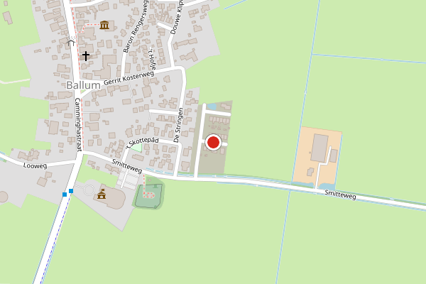 Brandweer-melding op Lege Miedeweg, Ballum op 16 juni, kaart-overzicht