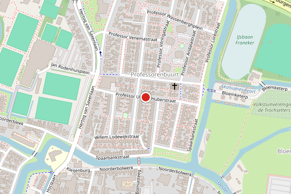 Brandweer-melding op Professor Ulricus Huberstraat, Franeker op 20 juni, kaart-overzicht