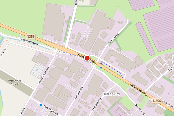 Brandweer-melding op Holwerderweg, Dokkum op 20 juni, kaart-overzicht