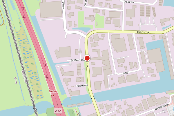 Brandweer-melding op Biensma, Grou op 20 juni, kaart-overzicht
