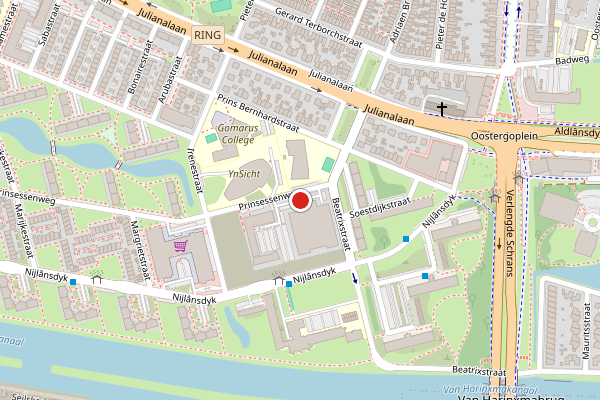 Brandweer-melding op Prinsessenpark, Leeuwarden op 19 juni, kaart-overzicht