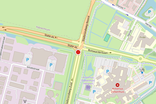 Brandweer-melding op N7 Stadsrondweg-Zuid, Sneek op 20 juni, kaart-overzicht