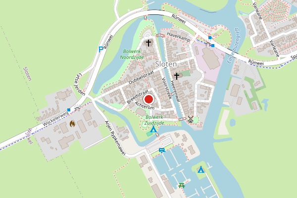 Brandweer-melding op Baanweg, Sloten op 20 juni, kaart-overzicht