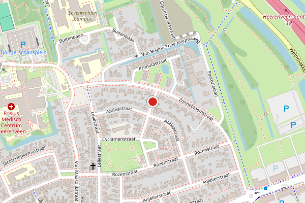 Brandweer-melding op Geraniumstraat, Heerenveen op 20 juni, kaart-overzicht