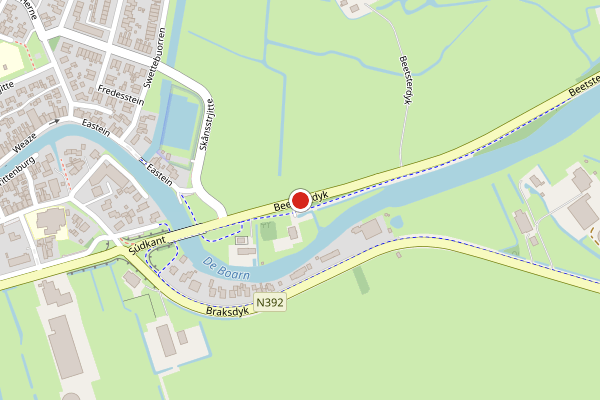 Brandweer-melding op Beetsterdyk, Aldeboarn op 20 juni, kaart-overzicht