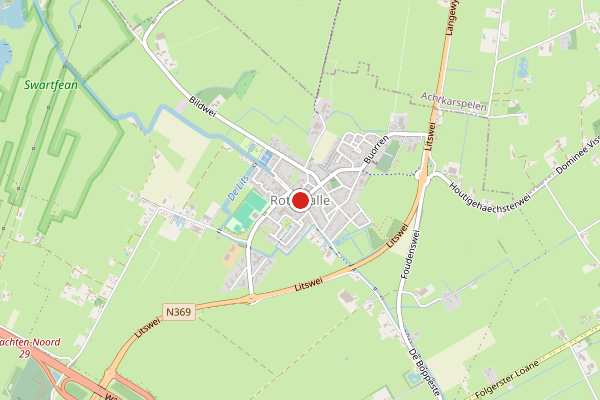 Brandweer-melding op De Leien, Rottevalle op 20 juni, kaart-overzicht