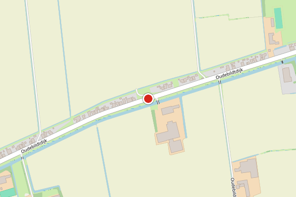 Brandweer-melding op Oudebildtdijk, St.-Jacobiparochie op 20 juni, kaart-overzicht