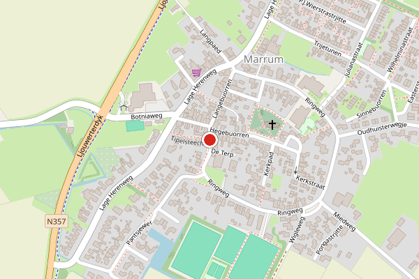 Brandweer-melding op Langebuorren, Marrum op 19 juni, kaart-overzicht