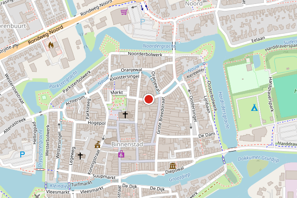 Brandweer-melding op Boterstraat, Dokkum op 21 juni, kaart-overzicht
