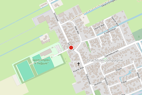 Brandweer-melding op Smidswei, Drachtstercompagnie op 20 juni, kaart-overzicht