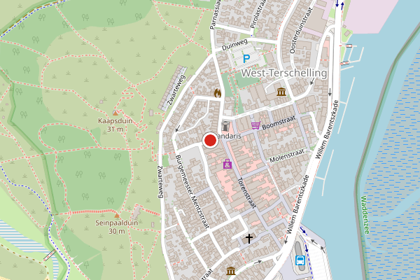 Brandweer-melding op Trompstraat, West-Terschelling op 21 juni, kaart-overzicht