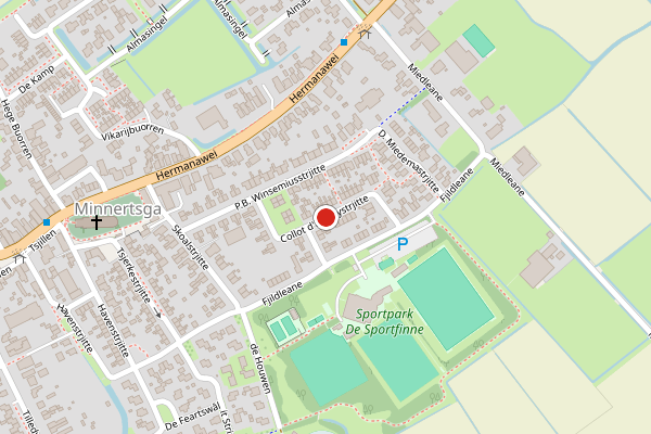 Brandweer-melding op Collot d'Escurystrjitte, Minnertsga op 21 juni, kaart-overzicht