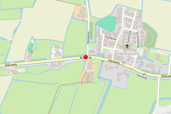 Brandweer-melding op RIJKSWEG, Herbaijum op 21 juni, kaart-overzicht